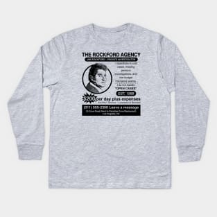 Jim Rockford Newspaper Ad Kids Long Sleeve T-Shirt